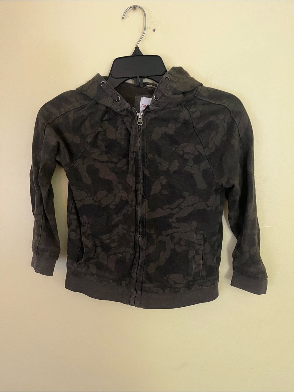 Cat & Jack Boys' Dark Camouflage Zip Hoodie - Green & Brown Size Small